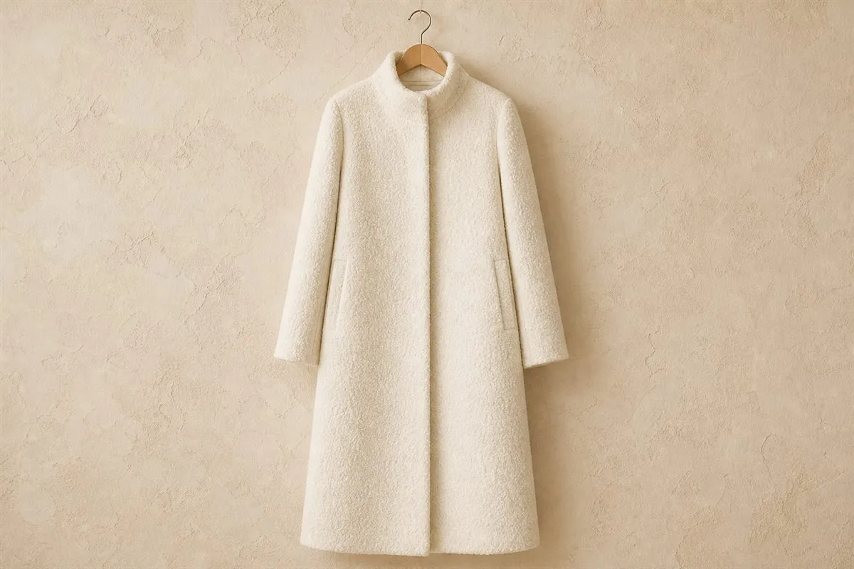 Long Bouclé Wool Coat Essential